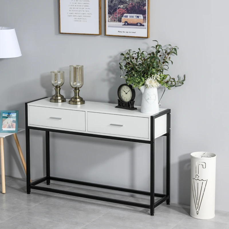 HOMCOM masa consola cu 2 sertare, 120x34x81cm