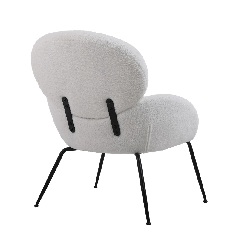 Ankleidestuhl mit samtartigem Bezug und Metallbeinen, moderner Freizeitstuhl für Wohnzimmer und Schlafzimmer, 74,1×77,9×81 cm, Weiß
