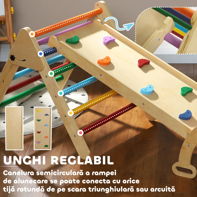 AIYAPLAY Set de Cățărat pentru Copii 5 în 1 cu Triunghi, Arcadă și Rampă, Perfect pentru Copii, Multicolor