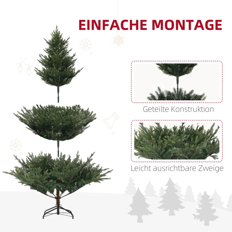 HOMCOM Sztuczna norweska świerka, Choinka z 1046 gałęziami, Metalowa podstawa, Zielona