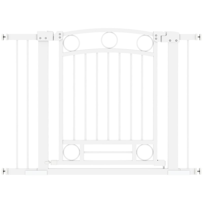 PawHut Barreira de Segurança para Cães com Largura Ajustável 76-104 cm Barreira com 2 Extensões para Escadas e Portas Branco