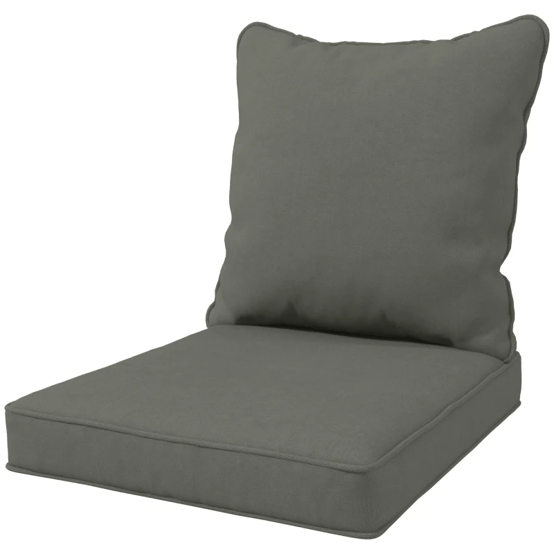 Outsunny Seat and Back Padded Cushion Set - Charcoal Grey