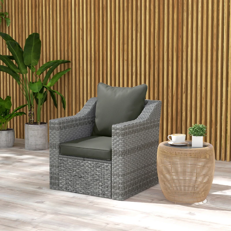 Outsunny Seat and Back Padded Cushion Set - Charcoal Grey