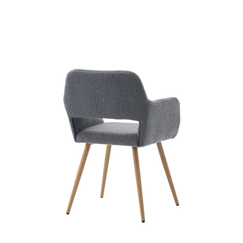 Scaun de prânz din material Teddy catifea, design ergonomic, Gri închis