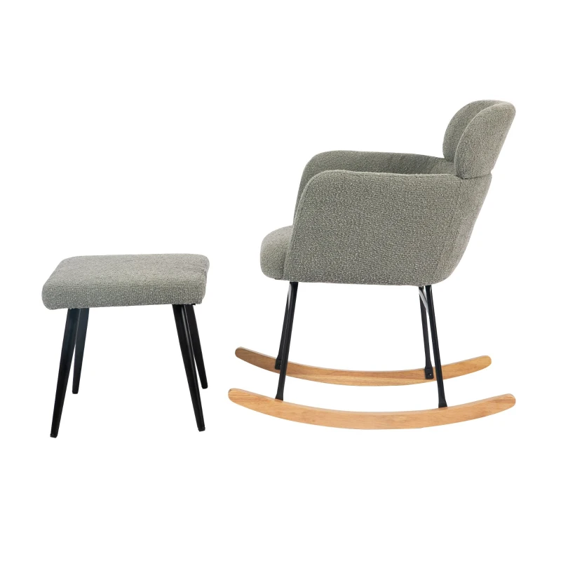 Sedia a dondolo con poggiapied, 82 cm di altezza con seduta larga 45 cm, ergonomica e comoda, Grigio