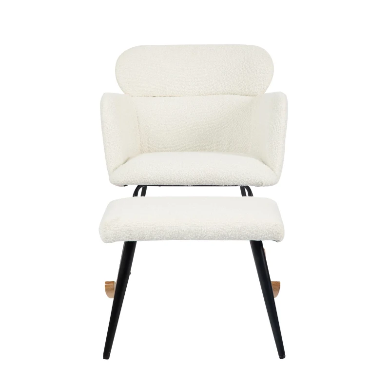 Sedia a dondolo con poggiapiedi, altezza 82 cm, larghezza seduta 45 cm, Bianco.