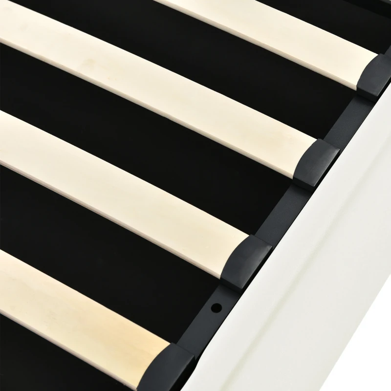 Bett 140x200 mit Bettkasten, hydraulisches Doppelbett mit LEDs und Fernbedienung, Weiß