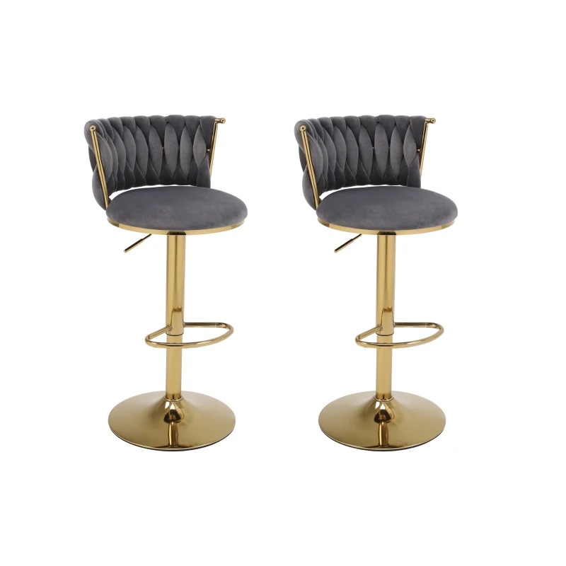Set di 2 sgabelli da bar regolabili in altezza e girevoli, design moderno, Grigio
