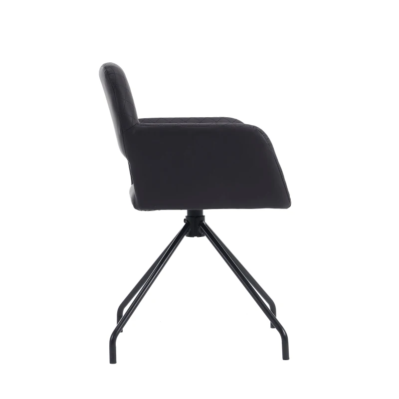 Set di 2 Sedie da pranzo ergonomiche in similpelle con gambe in metallo, Nero