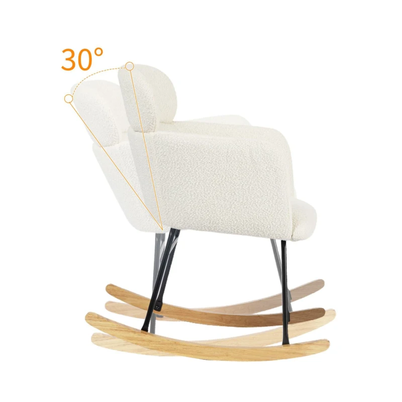 Sedia a dondolo con poggiapiedi, altezza 82 cm, larghezza seduta 45 cm, Bianco.