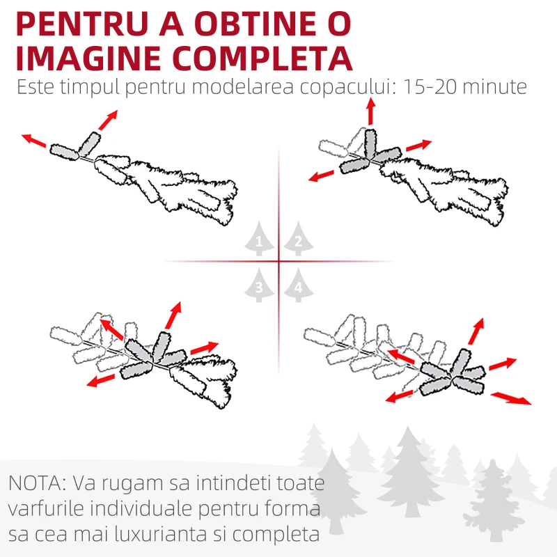 HOMCOM Brad de Crăciun Artificial Înalt de 195 cm cu 390 Crengi, Îngust și Spațiu Economic, Ø55x195 cm, Verde