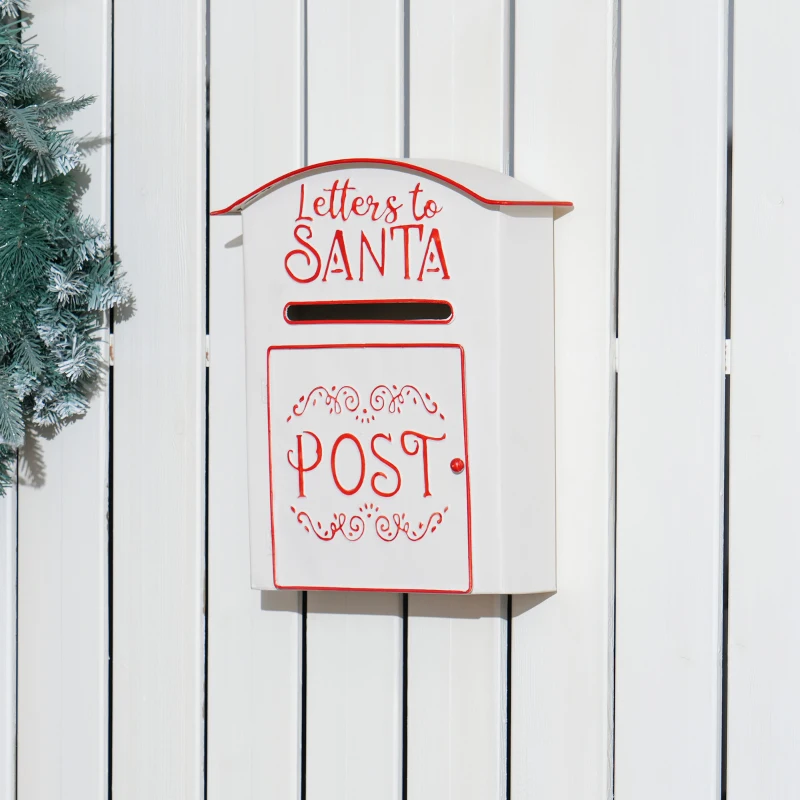 HOMCOM A5 Christmas Letter Postbox - White/Red