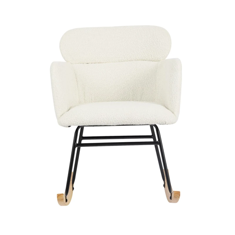 Sedia a dondolo con poggiapiedi, altezza 82 cm, larghezza seduta 45 cm, Bianco.
