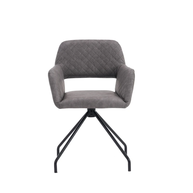 Set de 2 scaune de prânz ergonomice din piele ecologică cu picioare din metal, Gri Ciment