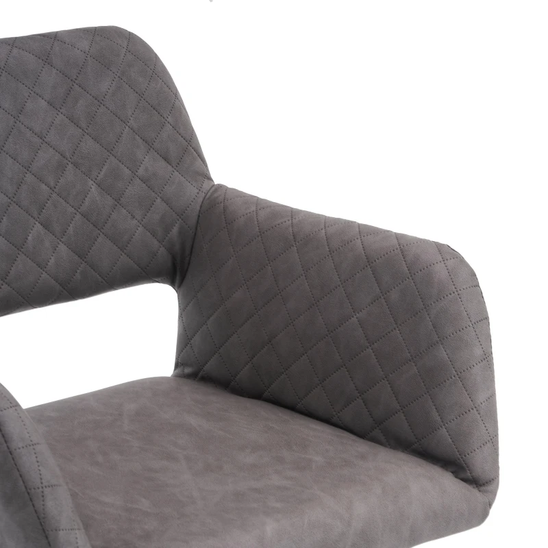 Set de 2 scaune de prânz ergonomice din piele ecologică cu picioare din metal, Gri Ciment