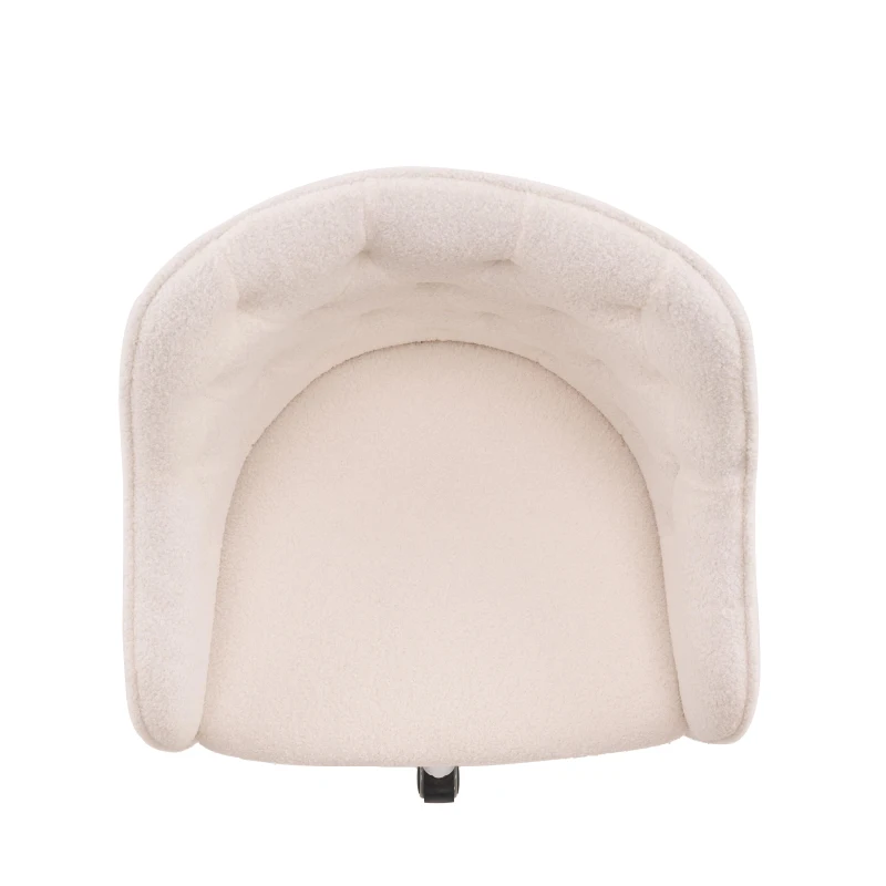 Sedia da Scrivania Girevole in Velluto, Poltrona da ufficio con Altezza Regolabile,Design ergonomico,Bianco