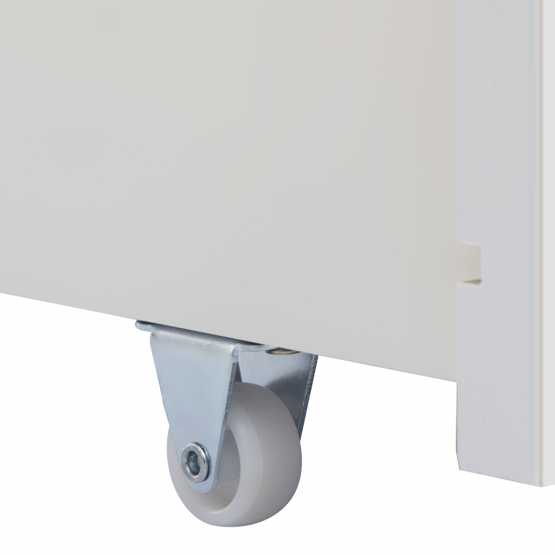 Einzelbett 90x200 Weiss mit Schubladen und Bücherregal, Schrankbett mit Rollen für Jugendliche und Erwachsene