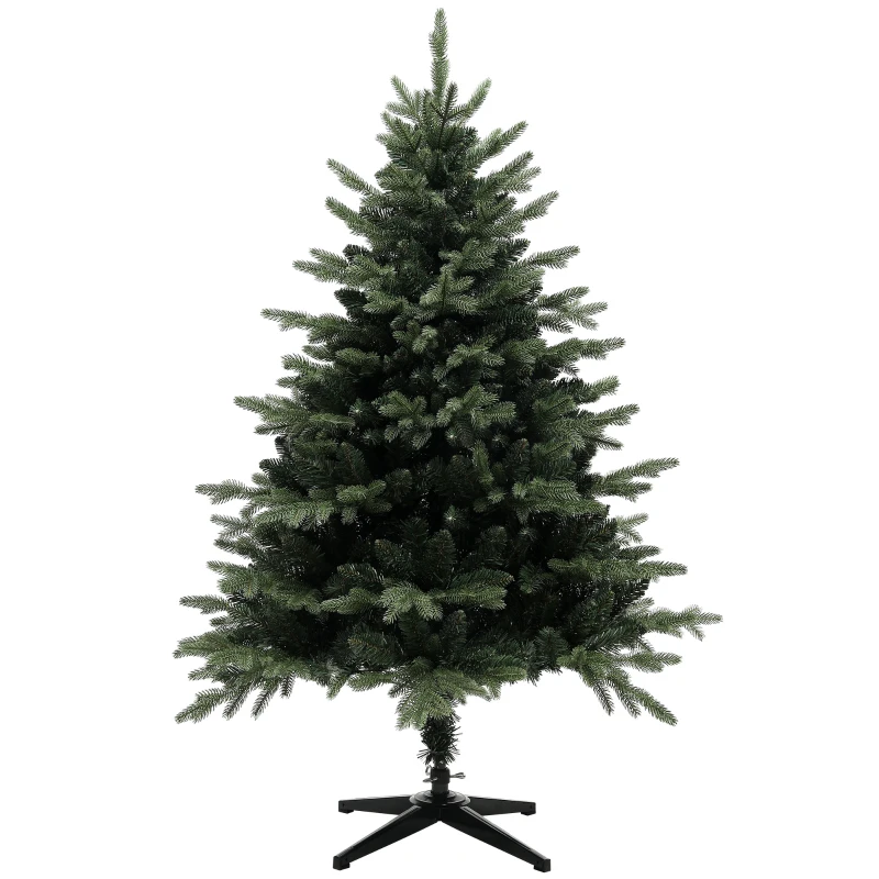 HOMCOM 5ft Artificial Spurce Christmas Tree with 1121 Branch Tips and Foldable Steel Base, Realistic Hinged Xmas Tree, Holiday Décor for Home Office, Green