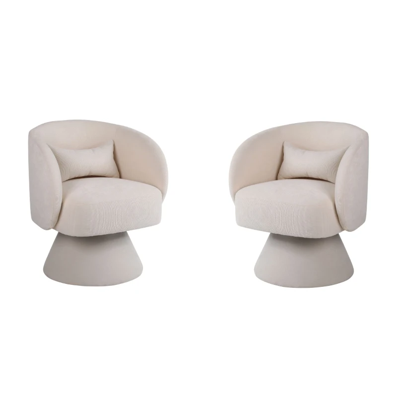 Set di 2 sedie moderne da salotto e camera da letto, girevoli a 360°set di 2, Beige