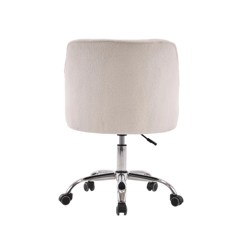 Sedia da Scrivania Girevole in Velluto, Poltrona da ufficio con Altezza Regolabile,Design ergonomico,Bianco
