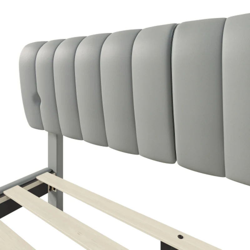 Elegantes Polsterbett, mit Reißverschluss, Lattenrost und Kopfteil, ohne Matratze, 180×200 cm, Grau