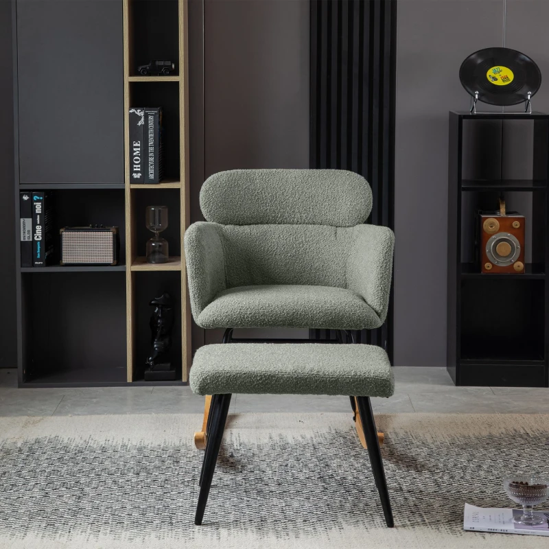 Sedia a dondolo con poggiapied, 82 cm di altezza con seduta larga 45 cm, ergonomica e comoda, Grigio