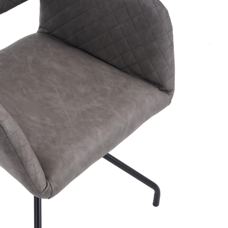 Set de 2 scaune de prânz ergonomice din piele ecologică cu picioare din metal, Gri Ciment