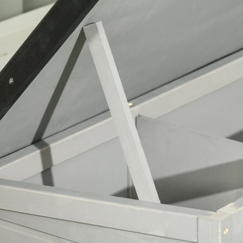 Pawhut Wooden Guinea Pig Hutch Bunny Cage Backyard Built in Tray Openable Asphalt Roof Small Animal House 86 x 45 x 70 cm Grey