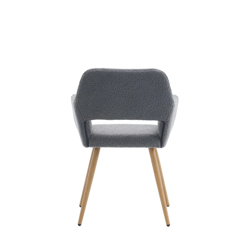 Scaun de prânz din material Teddy catifea, design ergonomic, Gri închis