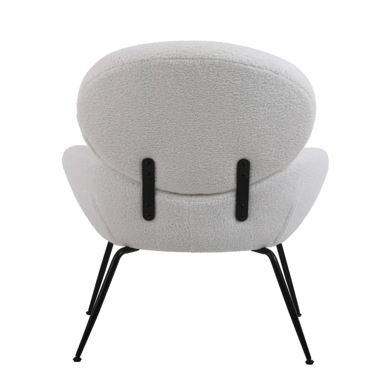 Teddy Sedia da Poltrone con Gambe in Metallo, Tessuto Morbido e Imbottito, Bracciolo Caratteristico, Sedia da Salotto Moderna per Soggiorno e Camera da Letto, Bianco
