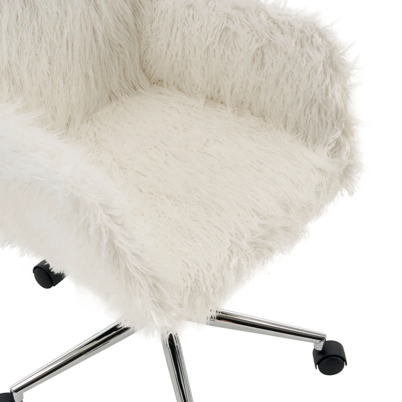 Sedia Girevole da Ufficio Ergonomica per Trucco o Studio con Altezza Regolabile, Sedia da scrivania in Metallo,Bianco
