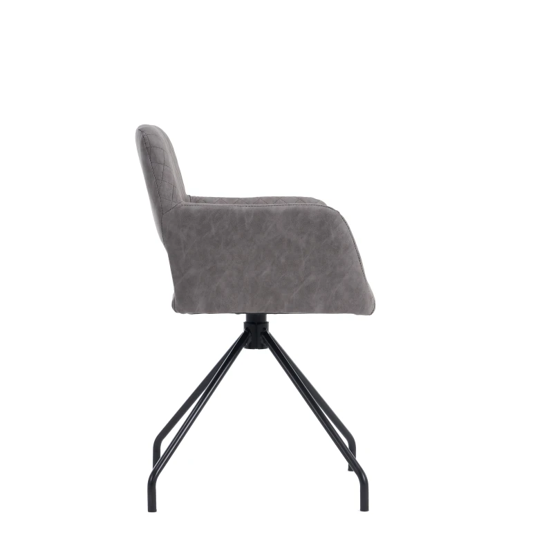 Set de 2 scaune de prânz ergonomice din piele ecologică cu picioare din metal, Gri Ciment