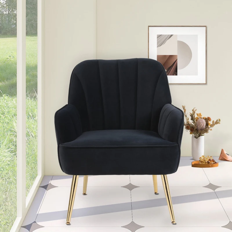 Poltrona da salotto in velluto, Design ergonomico, Nero