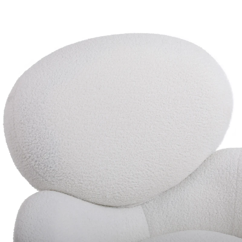 Teddy Sedia da Poltrone con Gambe in Metallo, Tessuto Morbido e Imbottito, Bracciolo Caratteristico, Sedia da Salotto Moderna per Soggiorno e Camera da Letto, Bianco