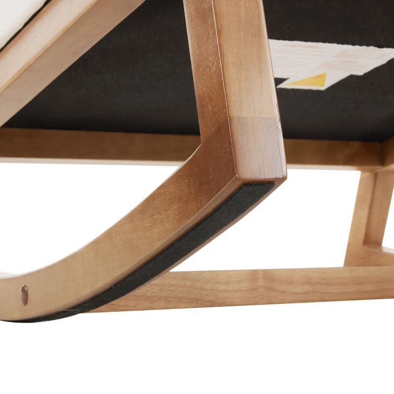Sedia a dondolo con gambe in legno massello, sedia imbottita, poltrona lounge per soggiorno, camera da letto e balcone,  68,5x88x101 cm, Bianco