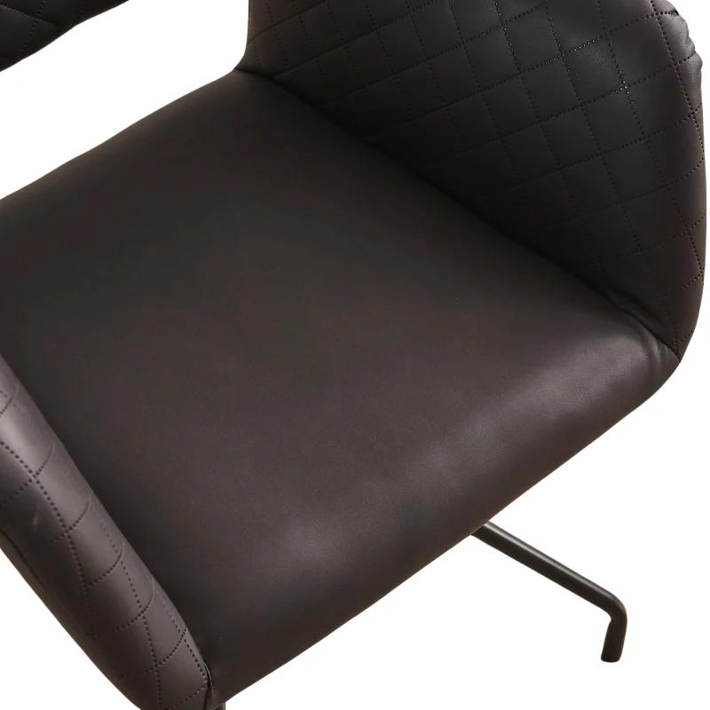 Set di 2 Sedie da pranzo ergonomiche in similpelle con gambe in metallo, Nero