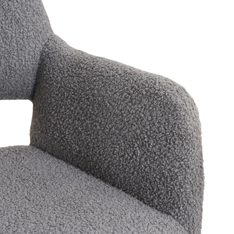 Scaun de prânz din material Teddy catifea, design ergonomic, Gri închis