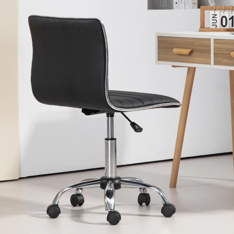 HOMCOM Sedia da Ufficio Ergonomica in Pelle PU con Altezza Regolabile, Seduta Girevole e Ruote, Nero