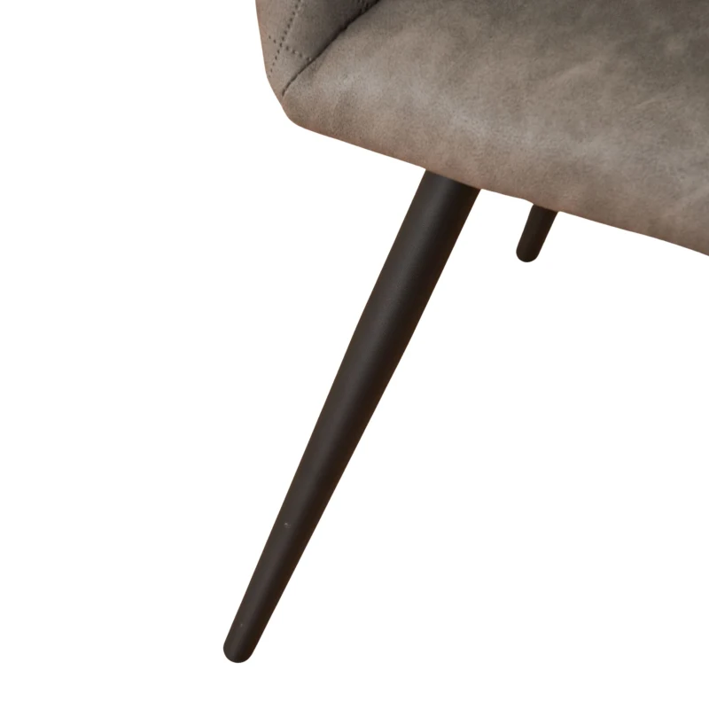 Set di 2 Sedie da pranzo ergonomiche in similpelle con gambe in metallo per salotto e camera da letto, Grigio Cemento