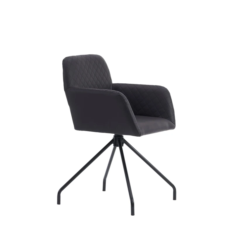 Set di 2 Sedie da pranzo ergonomiche in similpelle con gambe in metallo, Nero
