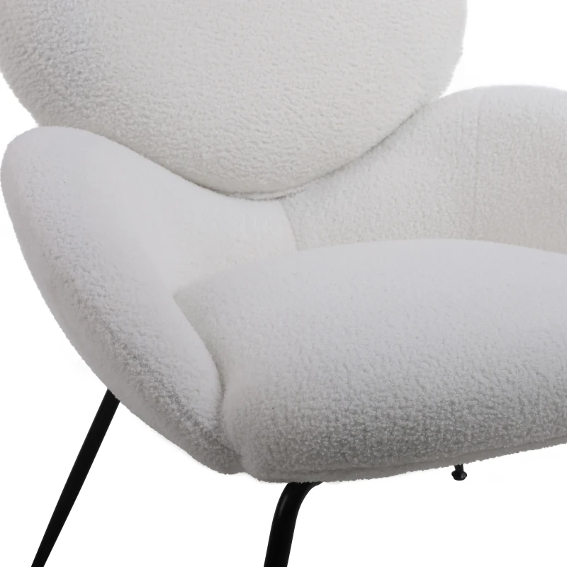 Teddy Sedia da Poltrone con Gambe in Metallo, Tessuto Morbido Imbottito, Bracciolo Caratteristico, Sedia da Salotto Moderna per Soggiorno e Camera da Letto, Bianco