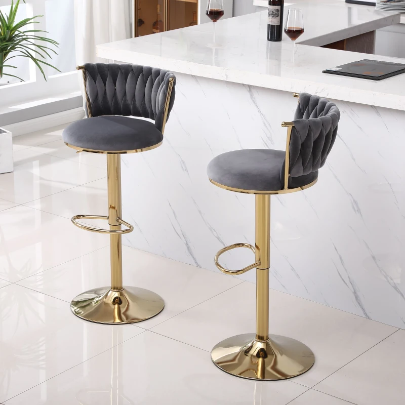 Set di 2 sgabelli da bar regolabili in altezza e girevoli, design moderno, Grigio