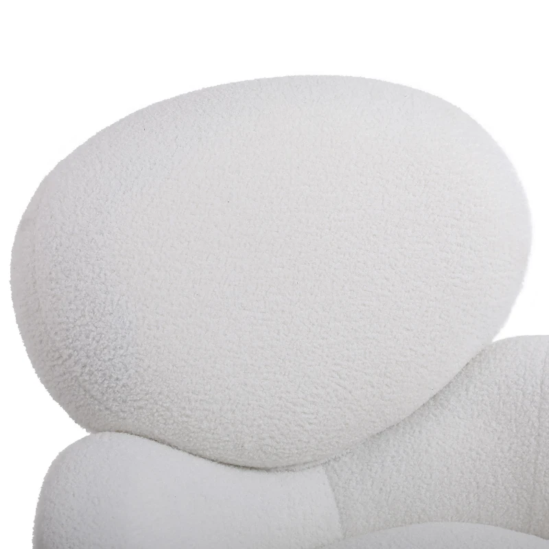 Teddy Sedia da Poltrone con Gambe in Metallo, Tessuto Morbido Imbottito, Bracciolo Caratteristico, Sedia da Salotto Moderna per Soggiorno e Camera da Letto, Bianco