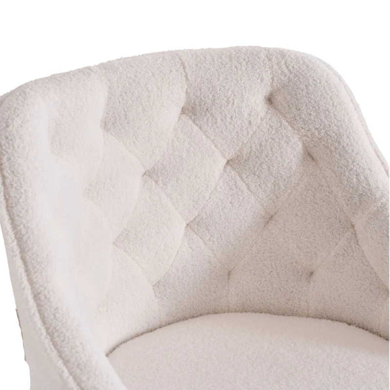 Sedia da Scrivania Girevole in Velluto, Poltrona da ufficio con Altezza Regolabile,Design ergonomico,Bianco