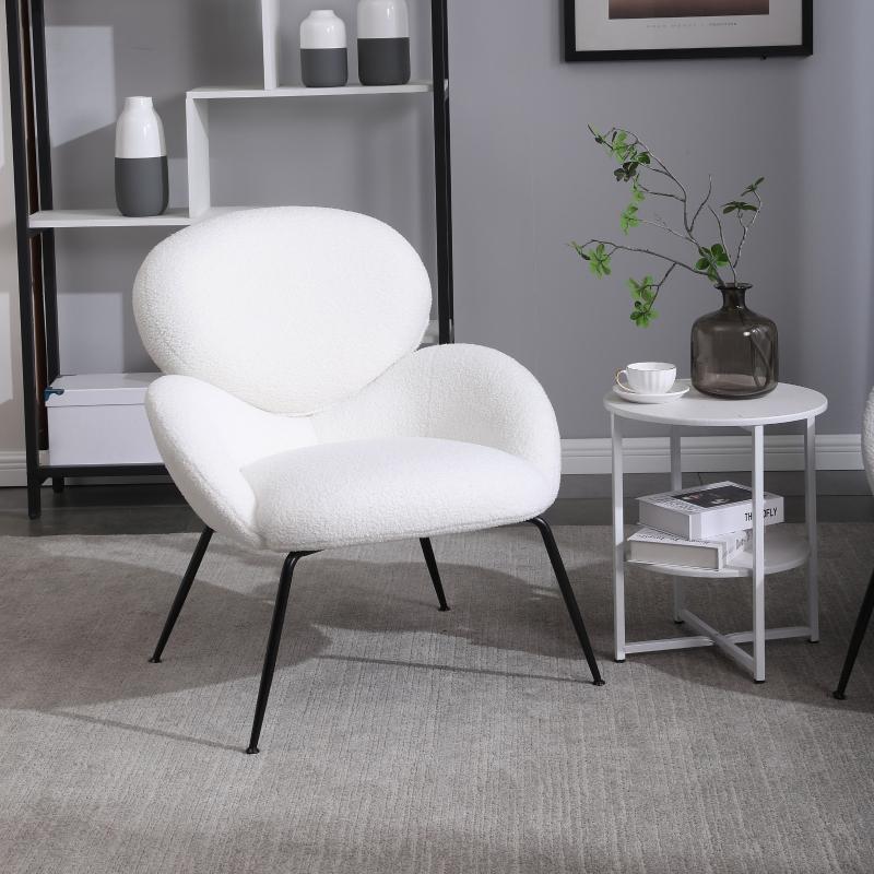 Sedia Living In Ecopelle Bianca - Design Con Finiture A Rombi