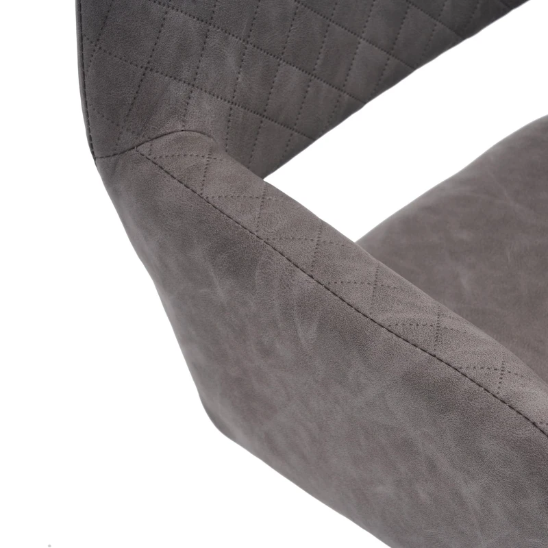 Set de 2 scaune de prânz ergonomice din piele ecologică cu picioare din metal, Gri Ciment