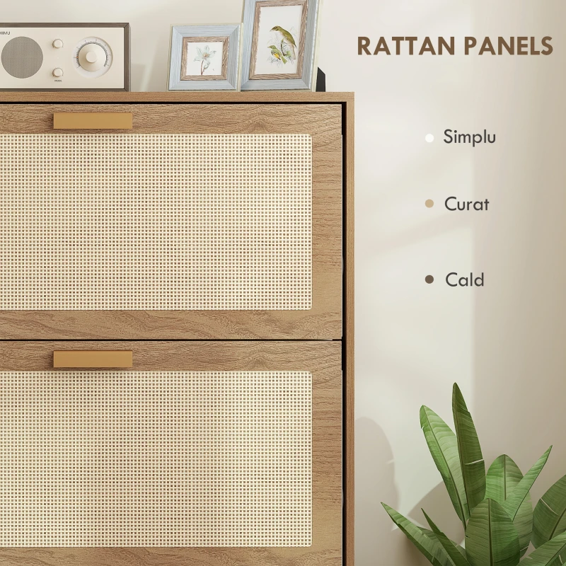 HOMCOM Etajeră pentru 18 Perechi de Pantofi, Dulap cu 3 Uși Rabatabile și Raft Reglabil din Lemn, 80x25x120 cm, Maro(m-8)