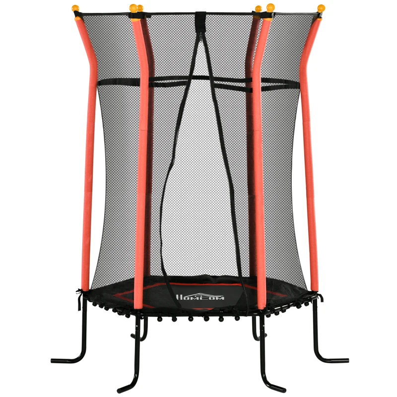 HOMCOM Kids Trampoline Mini Bouncer with Enclosure Safety Net For Ages 3-10 Years - Red
