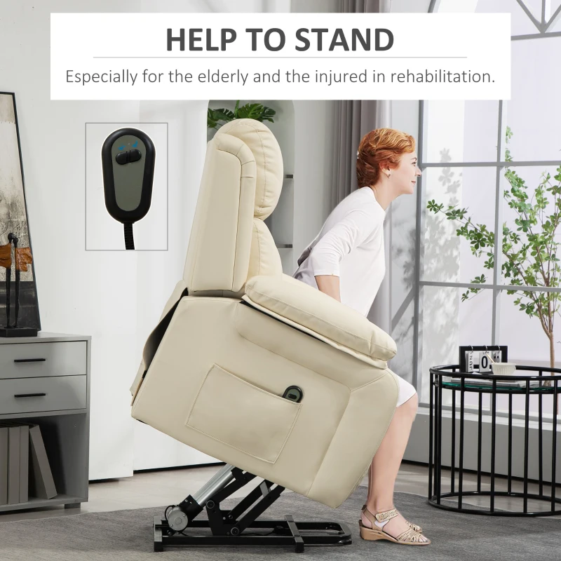 HOMCOM Fotoliu Rabatabil până la 160°, 76x90x105 cm, Alb Crem