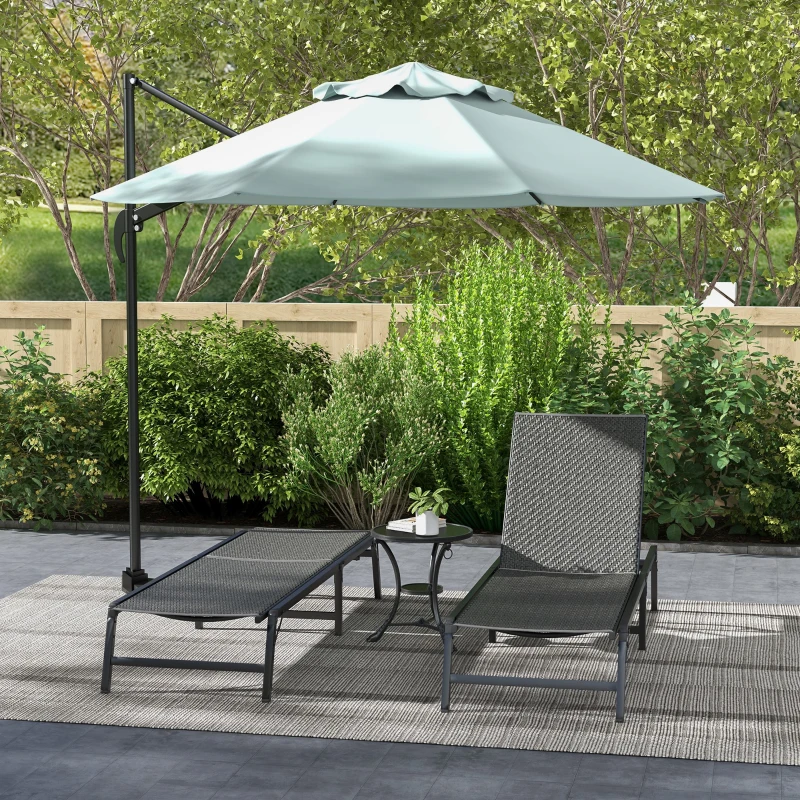 Outsunny Foldable Outdoor PE Rattan Sun Lounger Set of 2, Patio Wicker Recliners Lounge Chair w/ 5-Level Adjustable Backrest, for Poolside, Garden, Grey